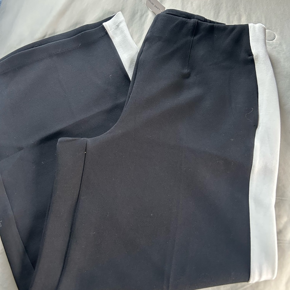 Lane Bryant Black Wide-Leg Pants with White Side Stripe
